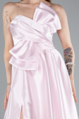 Long Powder Color Satin Evening Dress ABU4975