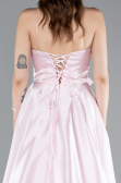 Long Powder Color Satin Evening Dress ABU4975