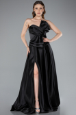 Long Black Satin Evening Dress ABU4975