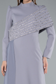 Long Grey Plus Size Evening Gown ABU4977