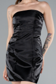 Mini Black Satin Cocktail Dress ABK2353
