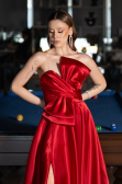 Long Red Satin Evening Dress ABU4975
