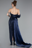 Long Navy Blue Beaded Mermaid Evening Gown ABU4986