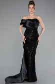 Long Black Beaded Mermaid Evening Gown ABU4986