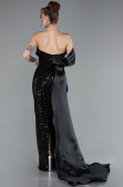 Long Black Beaded Mermaid Evening Gown ABU4986