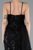 Black Strappy Tail Long Beaded Special Design Evening Dress ABU5003