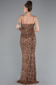 Copper Strapless Underwire Slit Long Sequin Evening Gown ABU4842