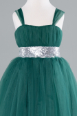 Emerald Green Long Girl Dress ABU3031