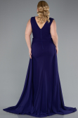 Purple Sleeveless Waist Stoned Slit Long Chiffon Plus Size Evening Gown ABU5006