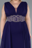 Purple Sleeveless Waist Stoned Slit Long Chiffon Plus Size Evening Gown ABU5006