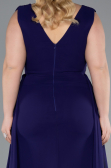 Purple Sleeveless Waist Stoned Slit Long Chiffon Plus Size Evening Gown ABU5006