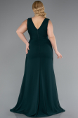 Emerald Green Sleeveless Waist Stoned Slit Long Chiffon Plus Size Evening Gown ABU5006