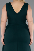 Emerald Green Sleeveless Waist Stoned Slit Long Chiffon Plus Size Evening Gown ABU5006