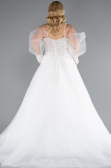 White Stone Embroidered Long Sleeve Plus Size Wedding Dress ABG118