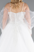 White Stone Embroidered Long Sleeve Plus Size Wedding Dress ABG118