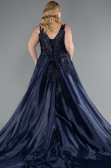 Long Navy Blue Plus Size Haute Couture Dress ABU4557