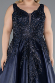 Long Navy Blue Plus Size Haute Couture Dress ABU4557
