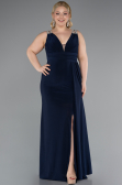 Long Navy Blue Plus Size Evening Gown ABU4968