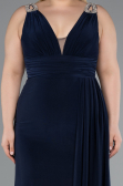 Long Navy Blue Plus Size Evening Gown ABU4968