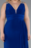 Long Sax Blue Plus Size Evening Gown ABU4968