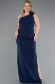 Long Navy Blue Plus Size Evening Gown ABU4892