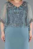 Midi Turquoise Chiffon Plus Size Evening Dress ABK2333