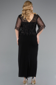 Midi Black Chiffon Plus Size Evening Dress ABK2333
