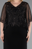 Midi Black Chiffon Plus Size Evening Dress ABK2333