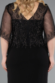 Midi Black Chiffon Plus Size Evening Dress ABK2333