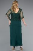 Midi Emerald Green Chiffon Plus Size Evening Dress ABK2333