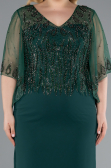 Midi Emerald Green Chiffon Plus Size Evening Dress ABK2333