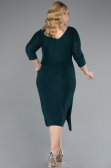 Emerald Green Capri Sleeve Midi Plus Size Evening Dress ABK1950