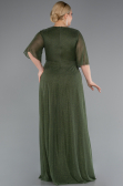 Olive Drab Short Sleeve V Neck Long Glittery Plus Size Evening Dress ABU4887