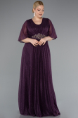 Dark Purple Short Sleeve V Neck Long Glittery Plus Size Evening Dress ABU4887