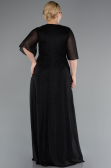 Black Short Sleeve V Neck Long Glittery Plus Size Evening Dress ABU4887