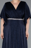 Long Navy Blue Formal Plus Size Dress ABU4914