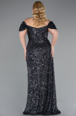 Anthracite Long Scaly Plus Size Evening Gown ABU4863