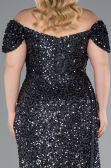 Anthracite Long Scaly Plus Size Evening Gown ABU4863