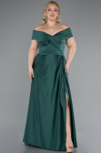 Emerald Green Long Satin Plus Size Evening Dress ABU2355