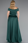 Emerald Green Long Satin Plus Size Evening Dress ABU2355