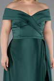 Emerald Green Long Satin Plus Size Evening Dress ABU2355