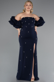 Long Navy Blue Plus Size Evening Dress ABU4990