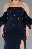 Long Navy Blue Plus Size Evening Dress ABU4990