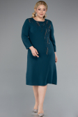 Emerald Green Capri Sleeve Midi Plus Size Invitation Dress ABK2197