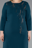 Emerald Green Capri Sleeve Midi Plus Size Invitation Dress ABK2197