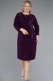 Purple Capri Sleeve Midi Plus Size Invitation Dress ABK2197