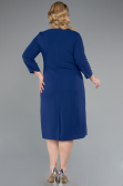 Sax Blue Capri Sleeve Midi Plus Size Invitation Dress ABK2197