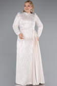 Long Beige Beaded Large Size Dress ABU4942