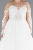 White Laced Long Sleeve Princess Plus Size Wedding Dress ABG041