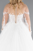 White Laced Long Sleeve Princess Plus Size Wedding Dress ABG041